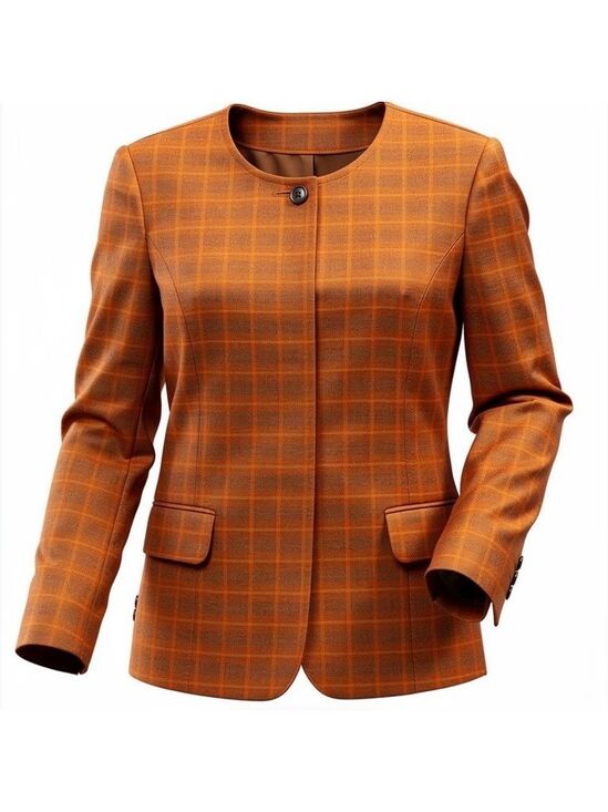 Dara Lamb Jackets & Blazers - Custom Vintage Dara Lamb Medium Tan Orange Plaid Blazer one button​